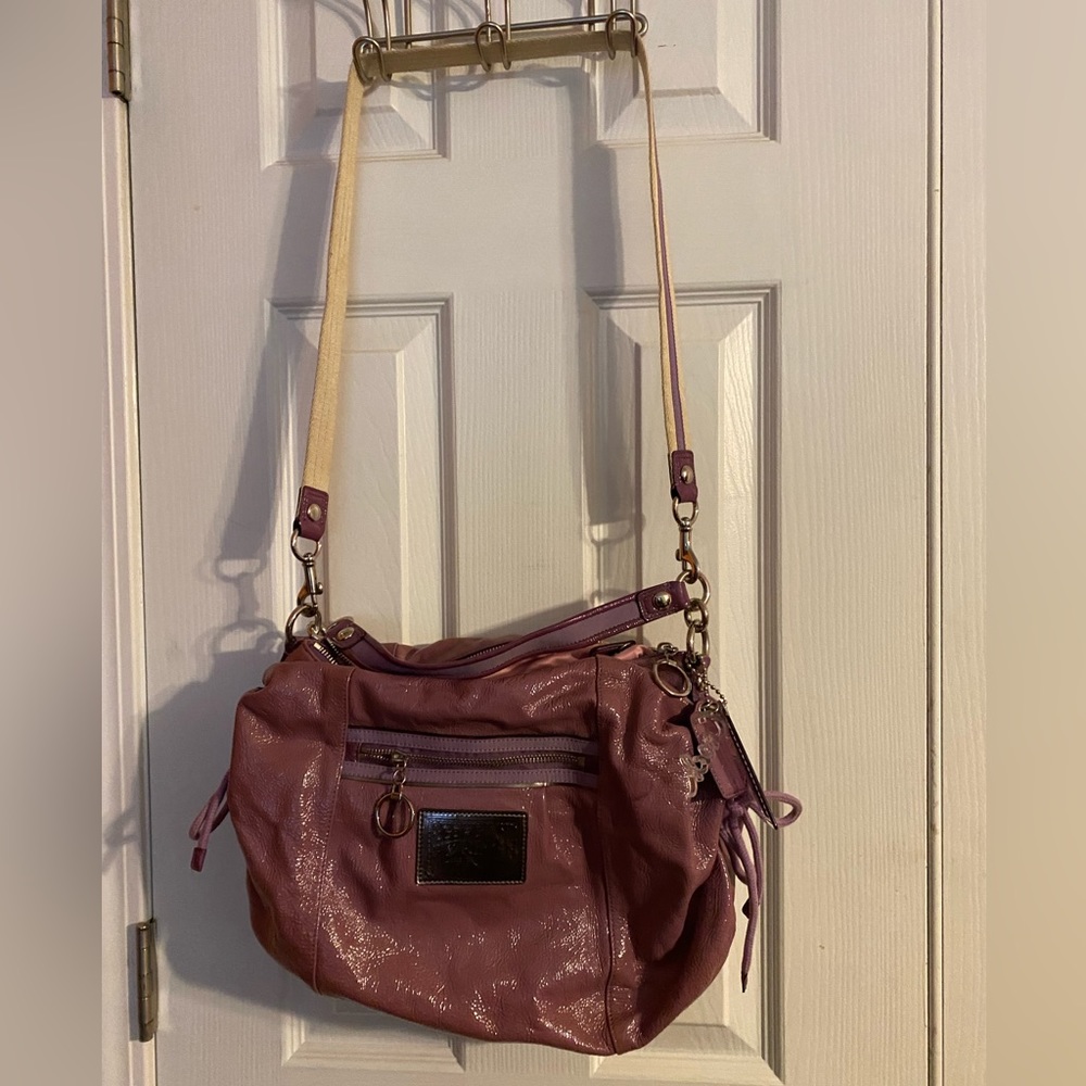 VINTAGE Coach Poppy Shoulder Bag Satchel Purse, lavender patent leather, RARE!